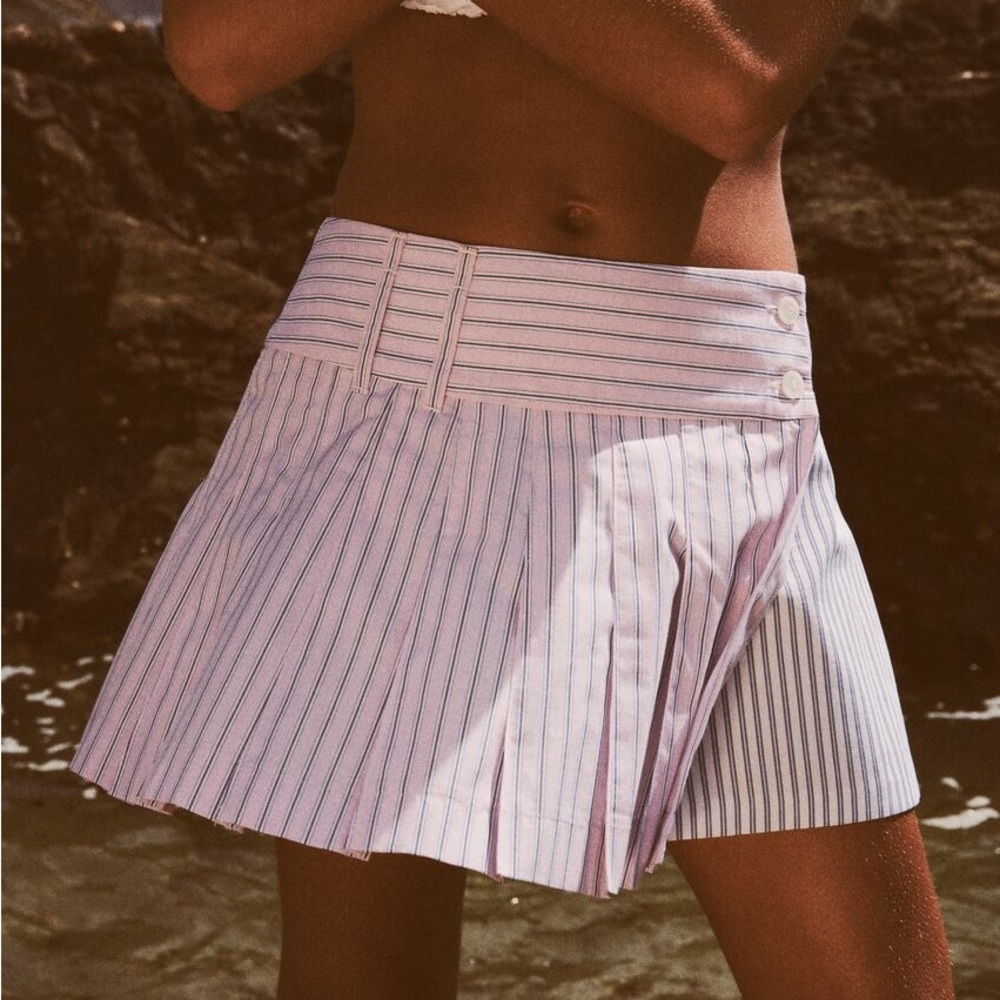 NWT Zara STRIPED PATCHWORK SKORT. Size Large